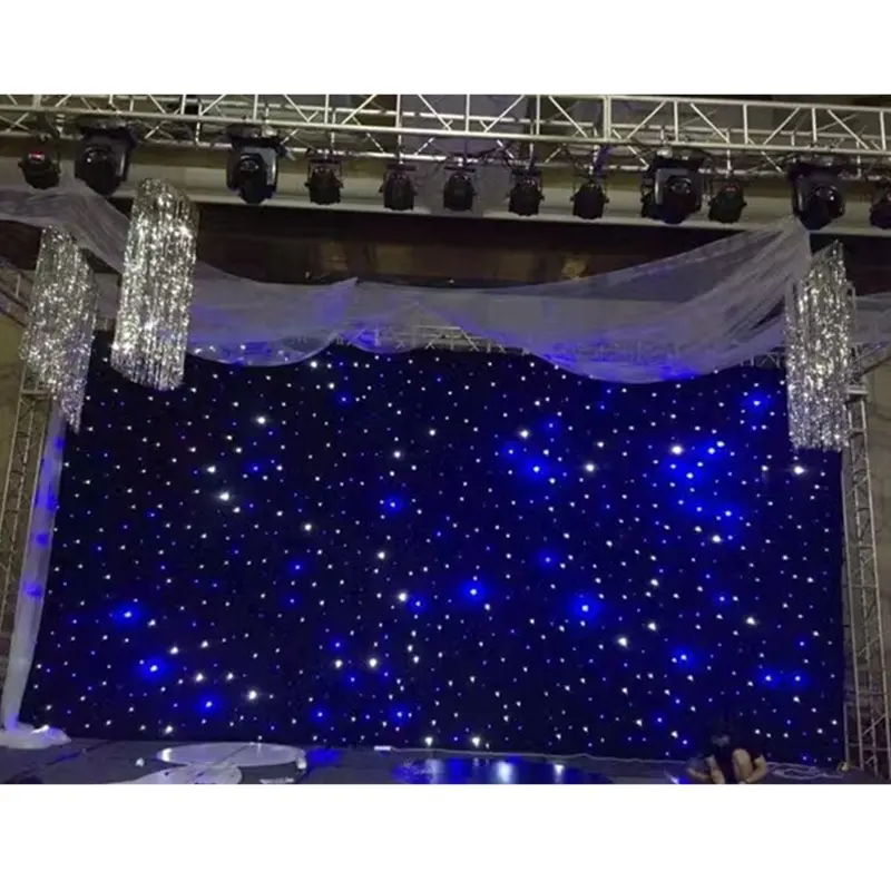Led Blue White Cloth Light Fairy Outdoor Bulk String Window Rgb Star Curtain For Stage Home Party Backdrop Ceiling Decoration
