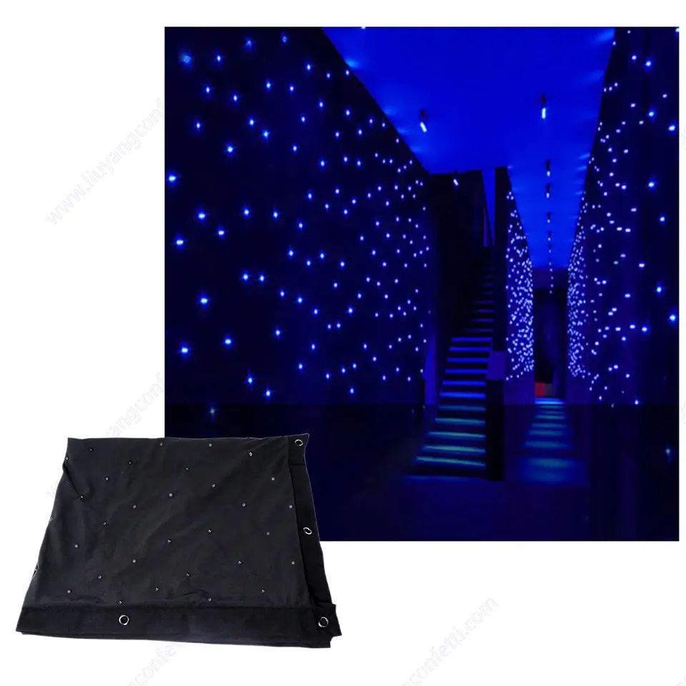 Led Blue White Cloth Light Fairy Outdoor Bulk String Window Rgb Star Curtain For Stage Home Party Backdrop Ceiling Decoration