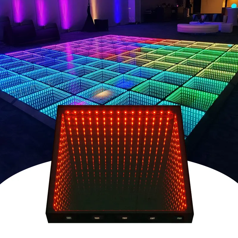 Lighted Tempered Glass Magnetic Infinity Mirror Panel 3d Effect LED Dance Floor for Wedding Party Lighted Tempered Glass Magnetic Infinity Mirror Panel 3d Effect LED Dance Floor for Wedding Party