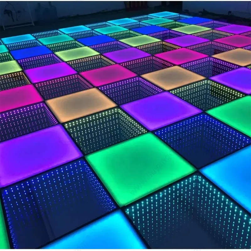 Lighted Tempered Glass Magnetic Infinity Mirror Panel 3d Effect LED Dance Floor for Wedding Party Lighted Tempered Glass Magnetic Infinity Mirror Panel 3d Effect LED Dance Floor for Wedding Party