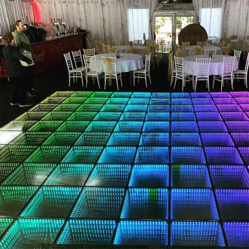 Lighted Tempered Glass Magnetic Infinity Mirror Panel 3d Effect LED Dance Floor for Wedding Party Lighted Tempered Glass Magnetic Infinity Mirror Panel 3d Effect LED Dance Floor for Wedding Party