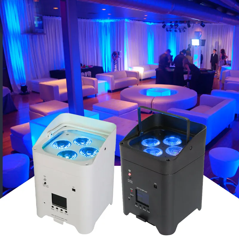 4*18W RGBWA UV 6in1 Wireless LED Uplighter Battery Powered Operated Up Light for Wedding DJ