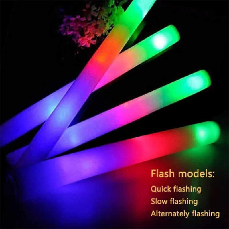 3 Modes Flashing LED Light Sticks for Weddings Concerts Christmas Halloween Party Supplies Foam Glow Sticks Bulk Light-up Toys