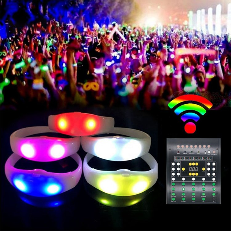 Light up Parties Big Events Custom LOGO LED Glow Wristbands Remote Controlled LED Bracelets