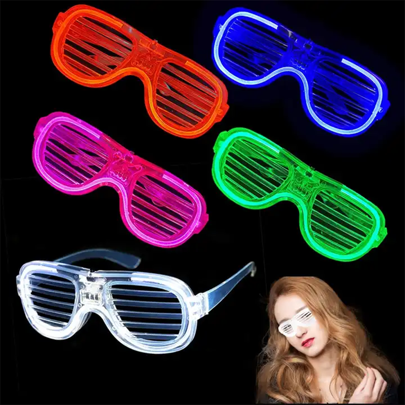 Luminous Plastic Party Decoration Kids Adult Flashing Colored Favor Light Up Glowing Toys Shutter Shades Neon Led Glasses