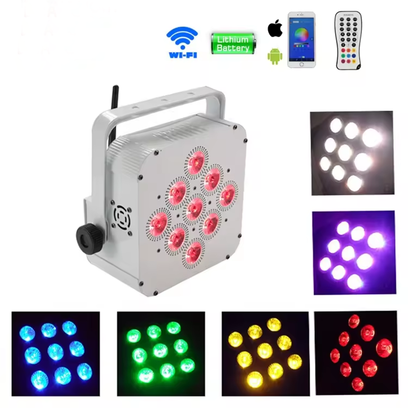 6in1 Rgbaw UV Wireless Battery Powered Luces DJ Flat LED PAR Light Uplights with Wireless DMX Control